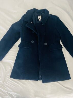 GAP Girls Navy Double-Breasted Pea Coat with Flap Pockets